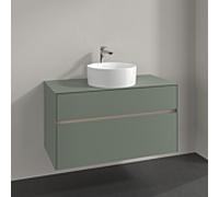 Villeroy und Boch Collaro meuble sous-vasque C038B0AF 100x54,8x50cm, lavabo au milieu, éclairage LED 7,3 W, vert tendre