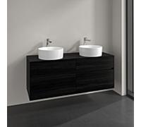 Villeroy und Boch Collaro meuble sous-vasque C048B0AB 140x54,8x50cm, pour 2 Waschtische , éclairage LED 10,4 W, chêne noir
