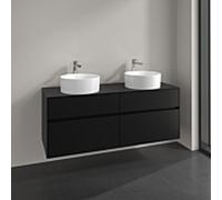 Villeroy et Boch Collaro meuble sous-vasque C048B0VL 140x54,8x50cm, pour 2 vasques, éclairage LED 10,4 W, noir volcan