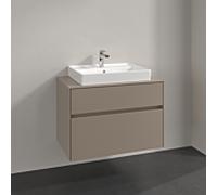 Villeroy und Boch Collaro meuble sous-vasque C080B0VM 80x54,8x50cm, lavabo au milieu, éclairage LED 5,7 W, taupe