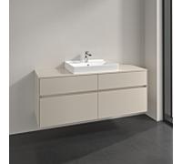 Villeroy und Boch Collaro meuble sous-vasque C084B0VN 140x54,8x50cm, vasque au milieu, éclairage LED 10,4 W, gris cachemire