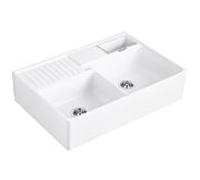 Villeroy et Boch double bac 632391RW ensemble de déchets, fonctionnement manuel, bac de repos, Stone White