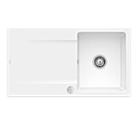 Villeroy und Boch évier à chasse d'eau 33352FKG avec garniture de vidage et actionnement excentrique, Blanc Neige
