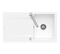 Villeroy und Boch évier à chasse d'eau 33352FR1 avec garniture de vidage et actionnement excentrique, blanc