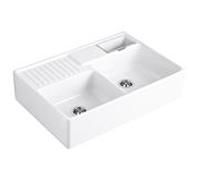 Évier timbre d'office de cuisine à poser 2 bacs Tradition Villeroy & Boch céramique blanc brillant
