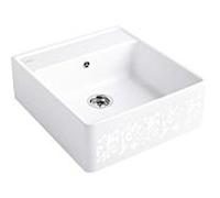 Villeroy et Boch évier simple cuve 632062KT garniture de vidange , actionnement excentrique, kit de fixation, White Pearl