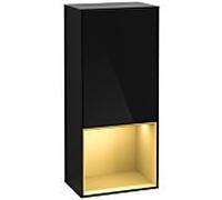 Villeroy et Boch Finion armoire côté G550HFPH 41.8cm, droit, émotion, étagère ci - dessous mat or, Glossy Black Lacquer