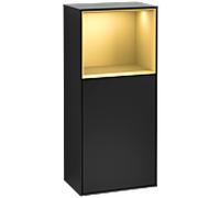 Villeroy und Boch Finion armoire côté F510HFPD 41.8x93.6x27cm, à droite, au-dessus de tablette mat or, vernis noir mat