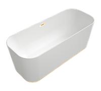 Villeroy und Boch Finion baignoire îlot rectangulaire 177FIN7N300V3RW 170 x 70 cm, arrivée d'eau, Emotion, blanc pierre, or