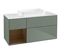 Villeroy und Boch Finion Villeroy und Boch F701GNGM 120x60,3x50,1cm, étagère gauche placage noyer, Olive Matt Lacquer