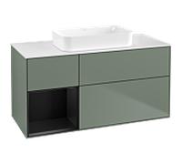 Villeroy und Boch Finion Villeroy und Boch F701PDGM 120x60.3x50.1cm, étagère gauche laqué noir mat, Olive Matt Lacquer