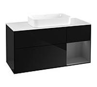 Villeroy et Boch Finion F711GKPH 120x60,3x50,1cm, tablette droite anthracite mat, Glossy Black Lacquer