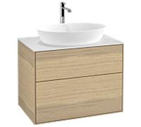 Villeroy et Boch Finion G75100PC 80x60.3cm, Emotion, plaque de recouvrement blanc mat, Oak Veneer