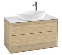 Villeroy und Boch Finion G88100PC 100x60.3cm, Emotion, plaque de recouvrement blanc mat, Oak Veneer