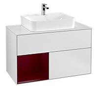 Villeroy und Boch Finion Villeroy und Boch F111HBMT 100cm, plaque de finition noir mat, étagère gauche Peony , laqué blanc mat
