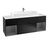 Villeroy et Boch Finion Villeroy et Boch F211GKPD 160cm, couvercle blanc mat, étagères laqué anthracite mat, laqué noir mat