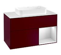 Villeroy & Boch V&B Meuble sous lavabo avec plan de travail blanc Finion 100x60,3cm, tiroir droit blanc mat Peony avec laque Quantité:1