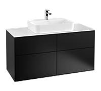 Villeroy et Boch Finion Villeroy et Boch F38100PD 120x60.3cm, plaque de finition blanc mat, laqué noir mat