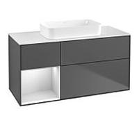 Villeroy und Boch Finion Villeroy und Boch F701MTGK 120x60.3x50.1cm, étagère gauche laqué blanc mat, anthracite mat