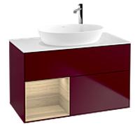 Villeroy & Boch V&B Meuble sous lavabo Finion 100, plaque d’abd. blanc, tiroir Oa ven, Peo m Quantité:1