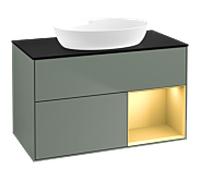 Villeroy & Boch V&B Meuble sous-lavabo Finion 100, Pl bleu mat, Reg or mat laqué, Oli. mat laqué Quantité:1