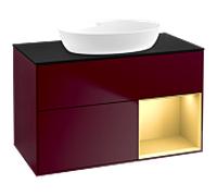Villeroy & Boch V&B Meuble sous lavabo Finion 100, Pl blanc mat, Réglette dorée mat, Poignée mat Quantité:1