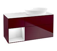Villeroy und Boch Finion Villeroy und Boch FA41MTHB 120cm, plaque de recouvrement blanc mat, étagères laqué blanc mat, Peony Matt