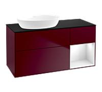 Villeroy und Boch Finion Villeroy und Boch FA52GFHB 120cm, plaque de finition noire mate, étagères Peony Matt blanc brillant, Peony Matt