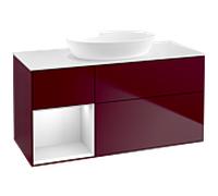 Villeroy et Boch Finion Villeroy et Boch FA61MTHB 120cm, plaque de recouvrement blanc mat, étagères laqué blanc mat, Peony Matt