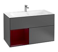 Villeroy und Boch Finion Villeroy und Boch G030HBGK 99,6x59,1cm, éclairage mural, étagère à gauche Peony , anthracite mat