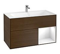 Villeroy und Boch Finion Villeroy und Boch G040GFGN 99,6x59,1cm, Emotion, étagère à droite Laque blanc brillant, placage noyer