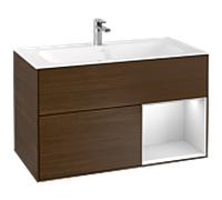 Villeroy und Boch Finion Villeroy und Boch G040MTGN 99,6x59,1cm, Emotion, étagère à droite laqué blanc mat, placage noyer