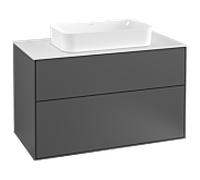 Meuble Pour Lavabo Encastrable Villeroy et Boch Finion avec éclairage mural Anthracite/Glass White G23100GK