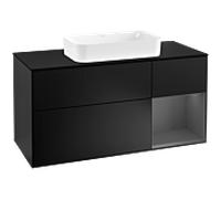 Villeroy et Boch Finion Villeroy et Boch G302GKPD 120cm, plaque de finition noir mat, Emotion, étagère à droite Anthracite mat, Laque noir mat