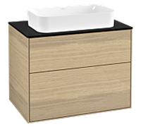 Villeroy und Boch Finion Villeroy und Boch G63200PC 80x60.3x50.1mm, éclairage mural, Verre Noir Mat, Oak Veneer