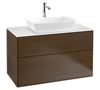 Villeroy und Boch Finion Villeroy und Boch G76100GN 100x60,3cm, emotion, plateau blanc mat, placage noyer
