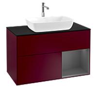 Villeroy et Boch Finion Villeroy et Boch G782GKHB 100cm, plaque de recouvrement noire mate, Emotion, étagères Peony Matt anthracite mat, Peony Matt