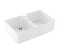 Villeroy et Boch garniture de vidange 2 bacs 638001RW match0 à commande manuelle, blanc pierre