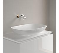 Villeroy und Boch Loop & friends vasque à poser 4A5001RW 62x42cm, sans banc de robinetterie, sans trop-plein, Stone White C-plus