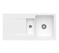 Villeroy und Boch Siluet évier à chasse d'eau 33372FRW avec garniture de vidage et actionnement excentrique, Stone White