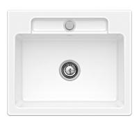 Villeroy und Boch Siluet Évier à chasse d'eau 33462FKG avec garniture de vidage et actionnement excentrique, Blanc Neige
