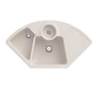 Villeroy und Boch Solo évier d'angle d'angle 670801KR garniture de vidange , fonctionnement manuel, restes de cuve, crème