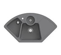 Villeroy und Boch Solo évier d'angle d'angle 670801SL garniture de vidange , fonctionnement manuel, restes de cuvette, pierre