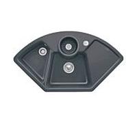 Villeroy und Boch Solo évier d'angle d'angle 670802i4 garniture de vidange , actionnement excentrique, bac à restes, Graphit