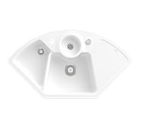 Villeroy und Boch Solo évier d'angle 670802RW garniture de vidange , fonctionnement excentrique, bac à restes, Stone White