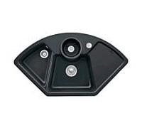Villeroy et Boch Solo Eck évier d'angle 670802S5 garniture de vidange , actionnement excentrique, reste de cuvette, Ébène