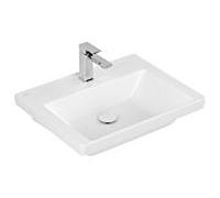 Lavabo Meuble Villeroy et Boch Subway 3.0 1 trou, Sans trop-plein, meulé 600mm Stone White Cerami...