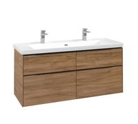 Villeroy et Boch Subway 3.0 Meuble sous plan, 4 tiroirs, 1272x579x462 mm Large Chêne Kansas/Volcano Black