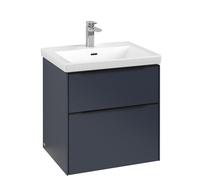 Villeroy et Boch Subway 3.0 Meuble sous plan, avec éclairage, 2 tiroirs, 572x579x462mm, Bleu Mari...