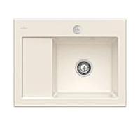 Villeroy et Boch Subway 45 Évier compact 331302KR à droite, avec garniture de vidage , vidage automatique, 650 x 510 mm, CeramicPlus crème